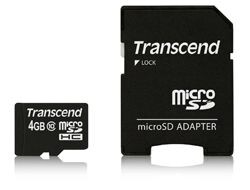 SDHC CARD MICRO 4GB (CLASS 10) W/ ADAPTER SD  NMS NS MEM TS4GUSDHC10