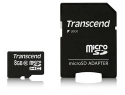 SDHC CARD MICRO 8GB CLASS 10 W/ ADAPTER SD  NMS NS MEM TS8GUSDHC10
