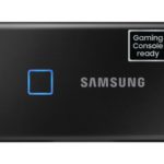 Samsung Externe SSD Portable T7 Touch, 2000 GB, Schwarz, Stromversorgung: Per Datenkabel, Speicherkapazität total: 2000 GB, Speicherverschlüsselung: 256-Bit-AES, Detailfarbe: Schwarz, Dateisystem: exFAT (Windows & Mac OS), Schnittstellen: Type-C USB 3.1 ( MU-PC2T0K/WW