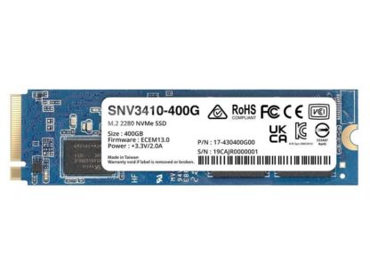 SYNOLOGY SNV3410 400GB M.2 NVMe SSD, SYNOLOGY SNV3410 400GB M.2 NVMe SSD PCIe 3.0 x4 3000MB/s read 750MB/s write SNV3410-400G