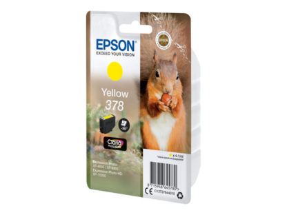 EPSON Singlepack Yellow 378 Squirrel Claria Photo HD Ink C13T37844010