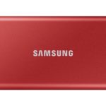 Samsung Externe SSD Portable T7 Non-Touch, 1000 GB, Rot, Stromversorgung: Per Datenkabel, Speicherkapazität total: 1000 GB, Speicherverschlüsselung: 256-Bit-AES, Detailfarbe: Rot, Dateisystem: exFAT (Windows & Mac OS), Schnittstellen: Type-C USB 3.1 (3.1 MU-PC1T0R/WW