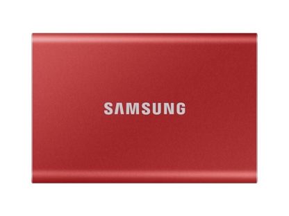 Samsung Externe SSD Portable T7 Non-Touch, 1000 GB, Rot, Stromversorgung: Per Datenkabel, Speicherkapazität total: 1000 GB, Speicherverschlüsselung: 256-Bit-AES, Detailfarbe: Rot, Dateisystem: exFAT (Windows & Mac OS), Schnittstellen: Type-C USB 3.1 (3.1 MU-PC1T0R/WW