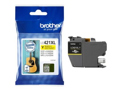 BROTHER 500-page Yellow ink cartridge, BROTHER 500-page high capacity Yellow ink cartridge for DCP-J1050DW MFC-J1010DW and DCP-J1140DW LC421XLY