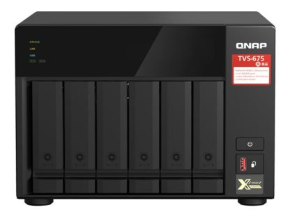 QNAP TVS-675-8G 6-bay NAS, QNAP TVS-675-8G, 6-bay, NAS, KX-U6580 8C/8T 2.5GHz, 8GB, 6xSATA 6Gb/s bays, 2xM.2 NVMe PCIe Gen3 SSD slots, 2x2.5GbE LAN, opt 10 TVS-675-8G