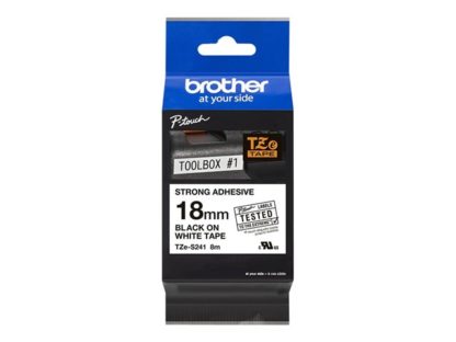 BROTHER TZES241 Ribbon 18mm 8m black white strong adhesive TZES241