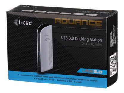 I-TEC USB 3.0 Advance Docking Station, I-TEC USB 3.0 Docking Station Advance, 1x DVI, 2048x1152 Full HD, 1x GLAN, 2x USB 3, 4x USB 2 Hub, Audio, for Notebook Ultrabook U3DVIDOCKL