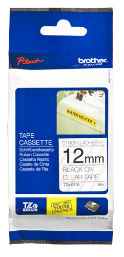 TZE-S131 LAMINATED TAPE M 8M 8M BLACK ON CLEAR EXTRA-STRONG  MSD NS SUPL TZES131