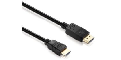 HDGear Kabel DisplayPort - HDMI, 1 m, Kabeltyp: Anschlusskabel, Videoanschluss Seite A: DisplayPort, Videoanschluss Seite B: HDMI, Detailfarbe: Schwarz, Kabellänge: 1 m X-DC055-010